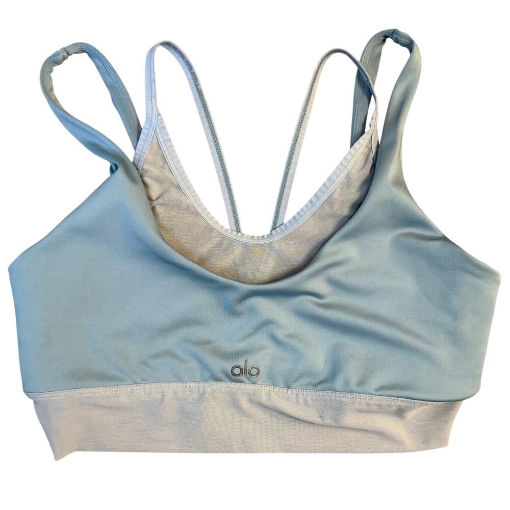 Alo Yoga Airlift Double Trouble Sports Bra Bralette Mesh Blue Women's Medium